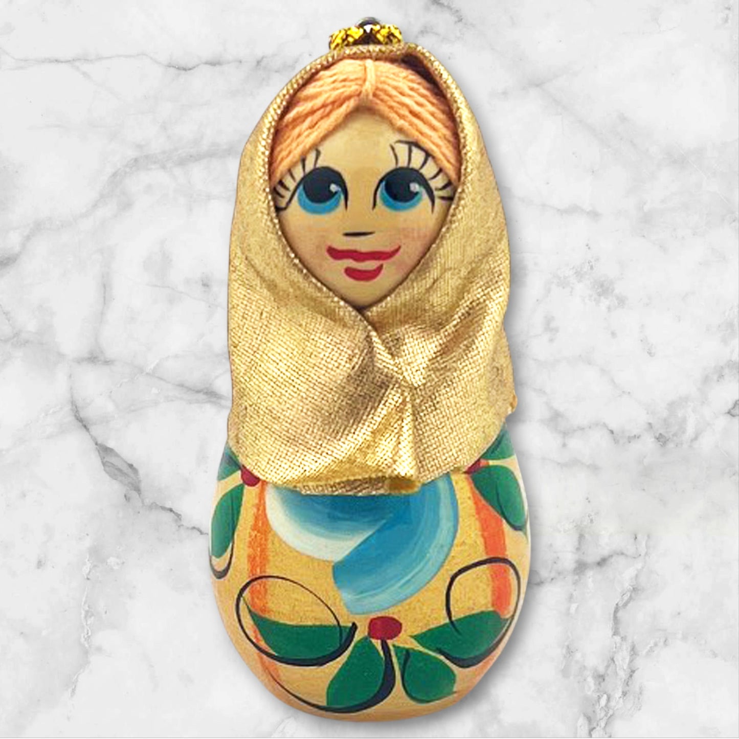 Ornament — Set of 3 Russian Wooden Girls with Scarves (2.5 inches)