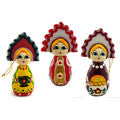 Ornament — Set of 3 Russian Girls with Designed Kokoshnik & Braids (3 inches)