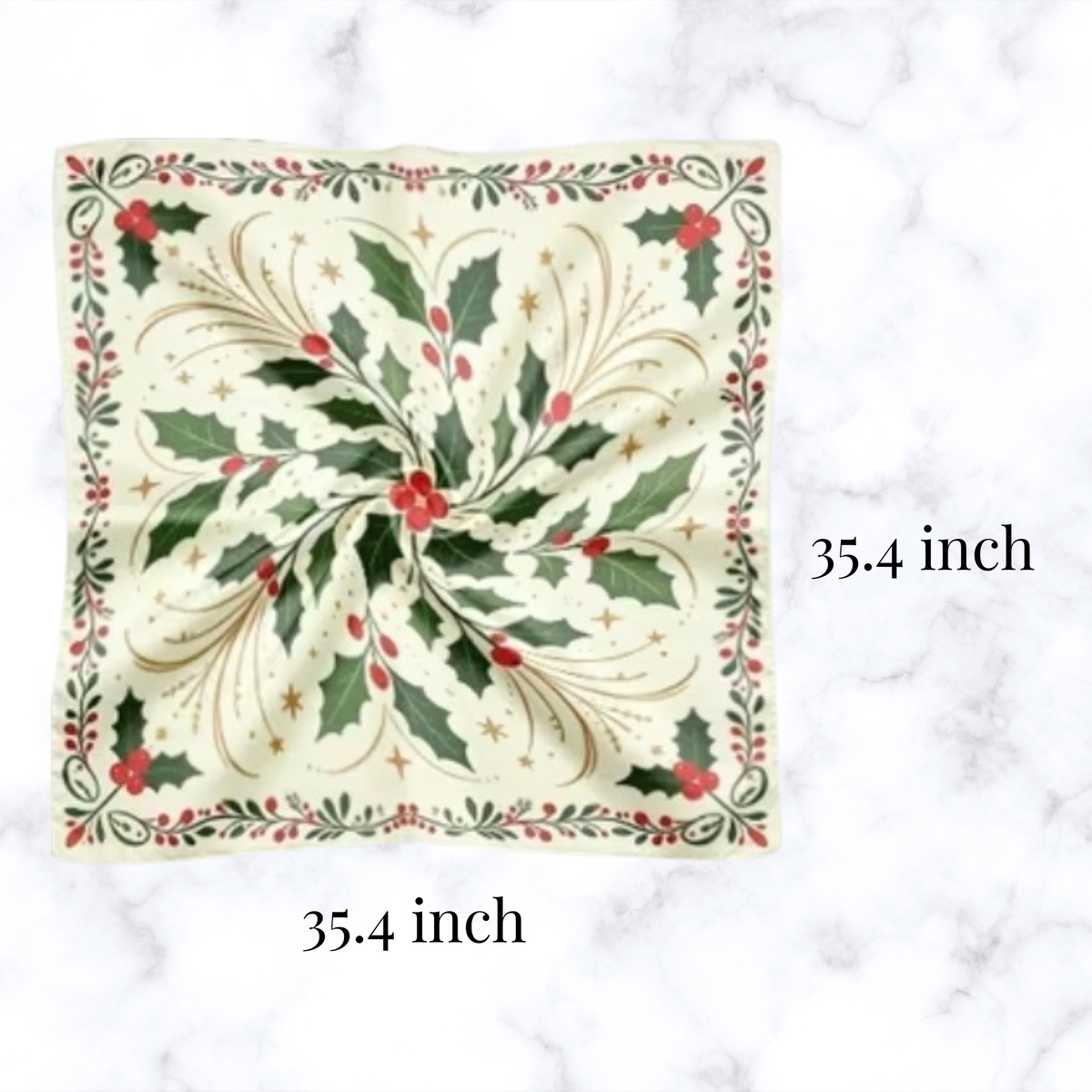 Christmas Holly Scarf – Women’s Festive Square Head & Neck Scarf