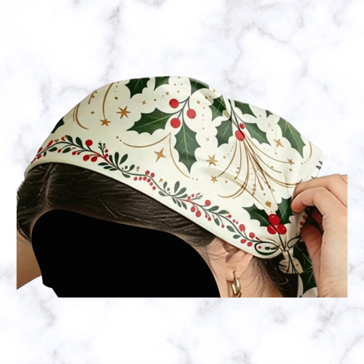 Christmas Holly Scarf – Women’s Festive Square Head & Neck Scarf