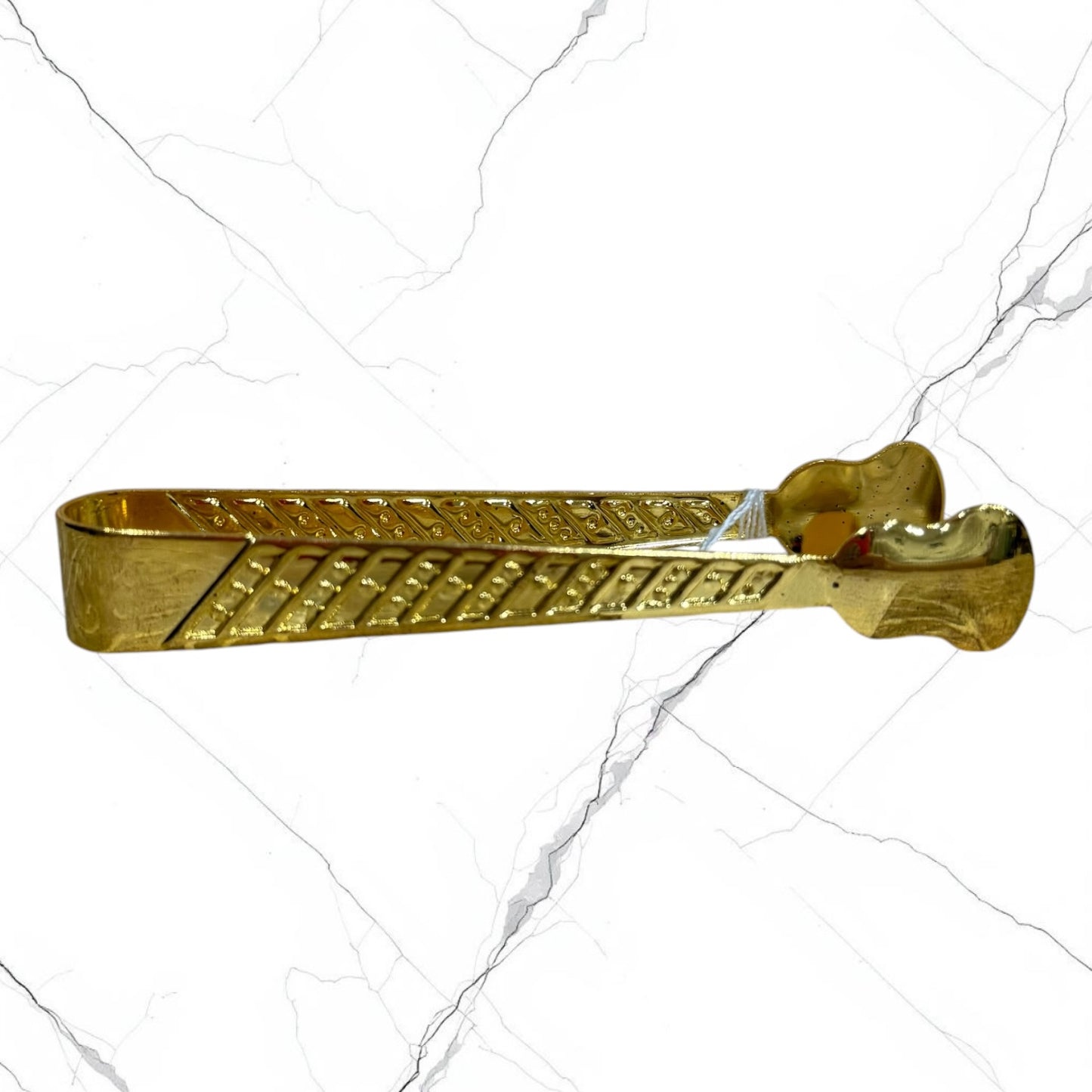 Gold charcoal tongs measuring 3.625 inches long for safely handling and placing incense charcoal during Orthodox and Christian worship.