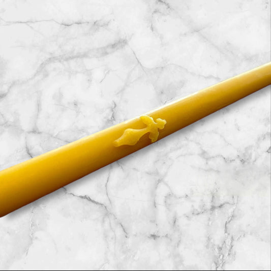 Single Memorial Beeswax Candle – 10 inch (Engraved Orthodox Cross)
