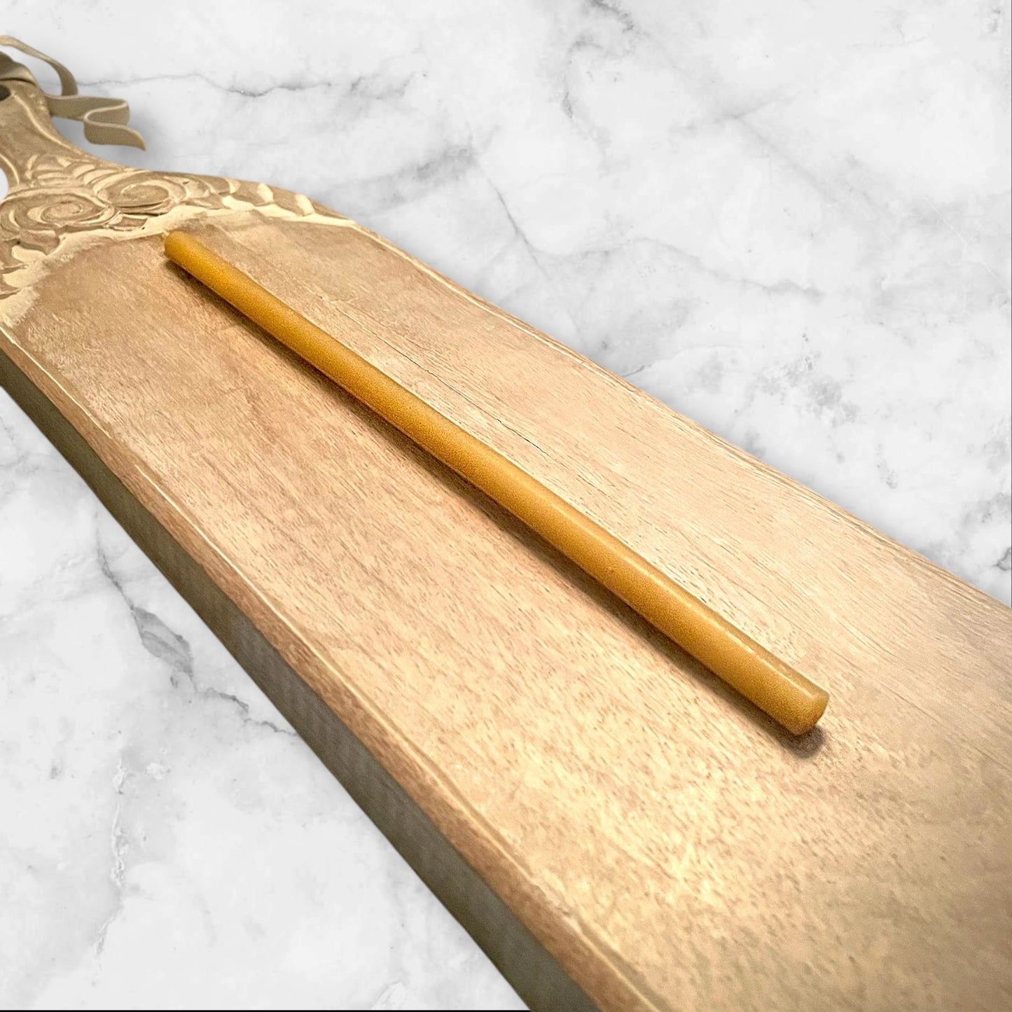 Single Golden Beeswax Taper — Thin 10 inch