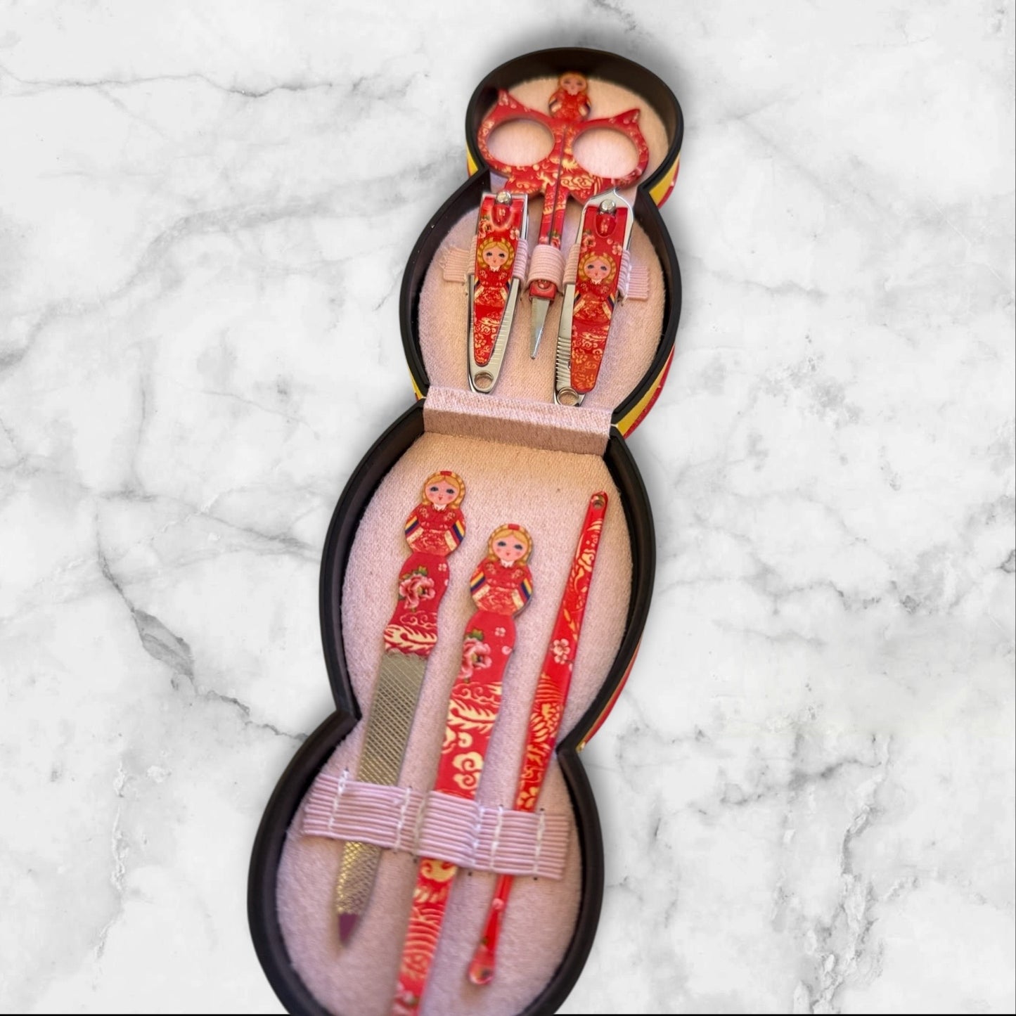 Russian Matryoshka Manicure & Grooming Kit – Red