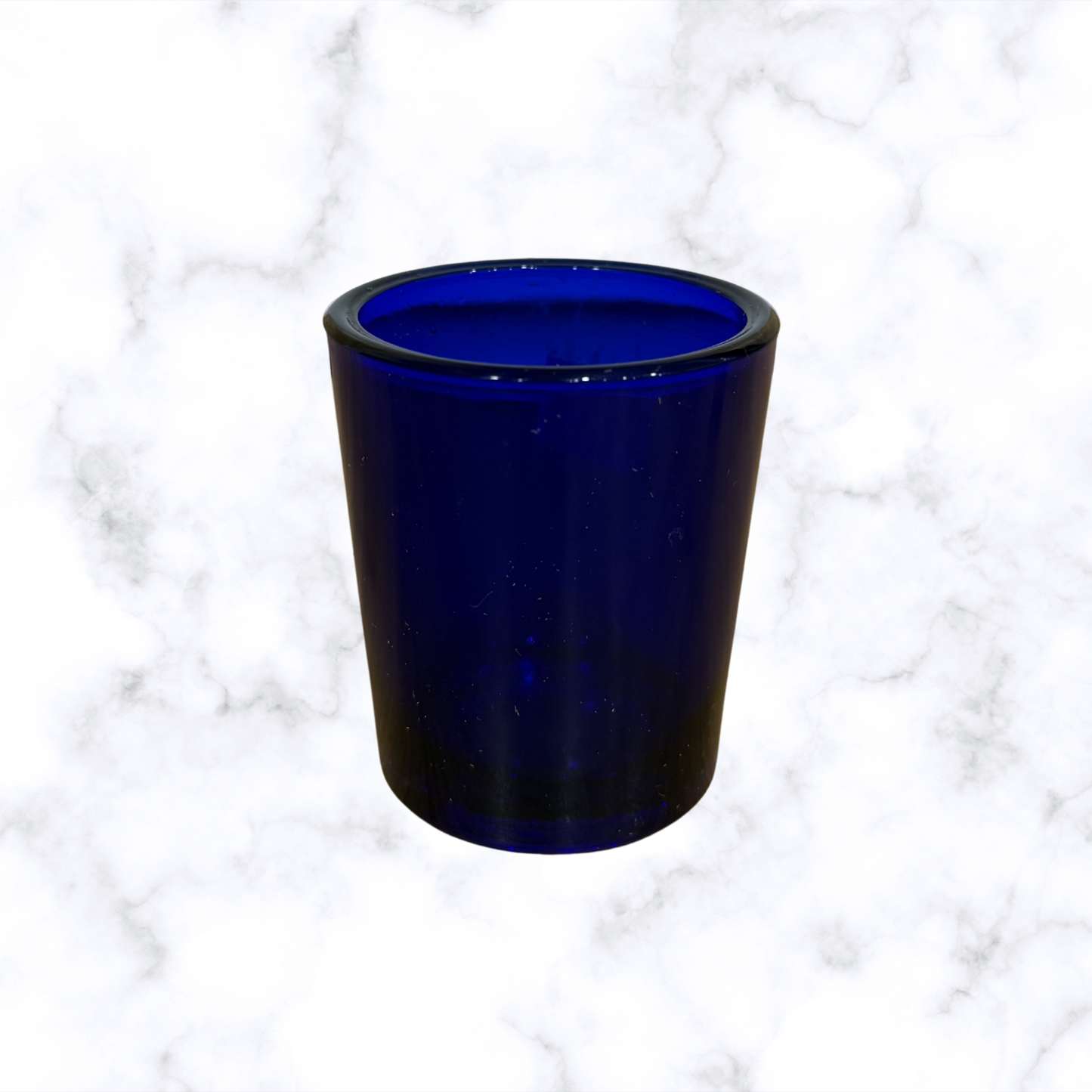 Blue glass Orthodox votive candle holder for prayer corners and devotional use