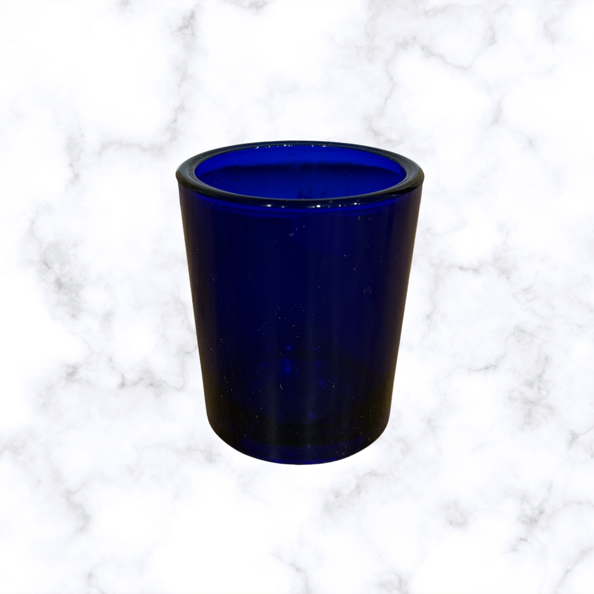 Blue glass Orthodox votive candle holder for prayer corners and devotional use