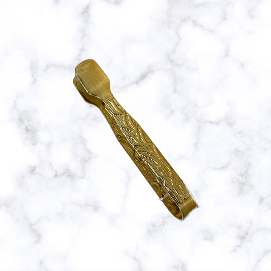 Gold-colored flat-tip incense charcoal tongs for Orthodox home or church use