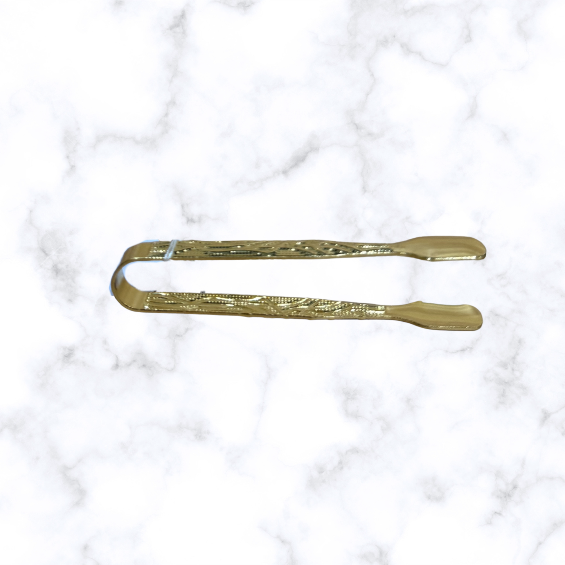 Gold-colored flat-tip incense charcoal tongs for Orthodox home or church use