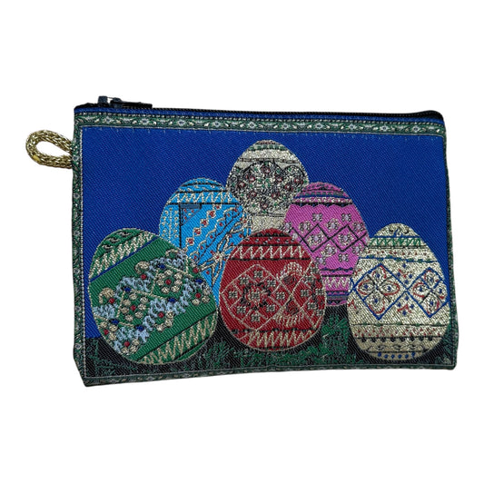 Orthodox Pascha egg brocade prayer pouch with zipper closure
