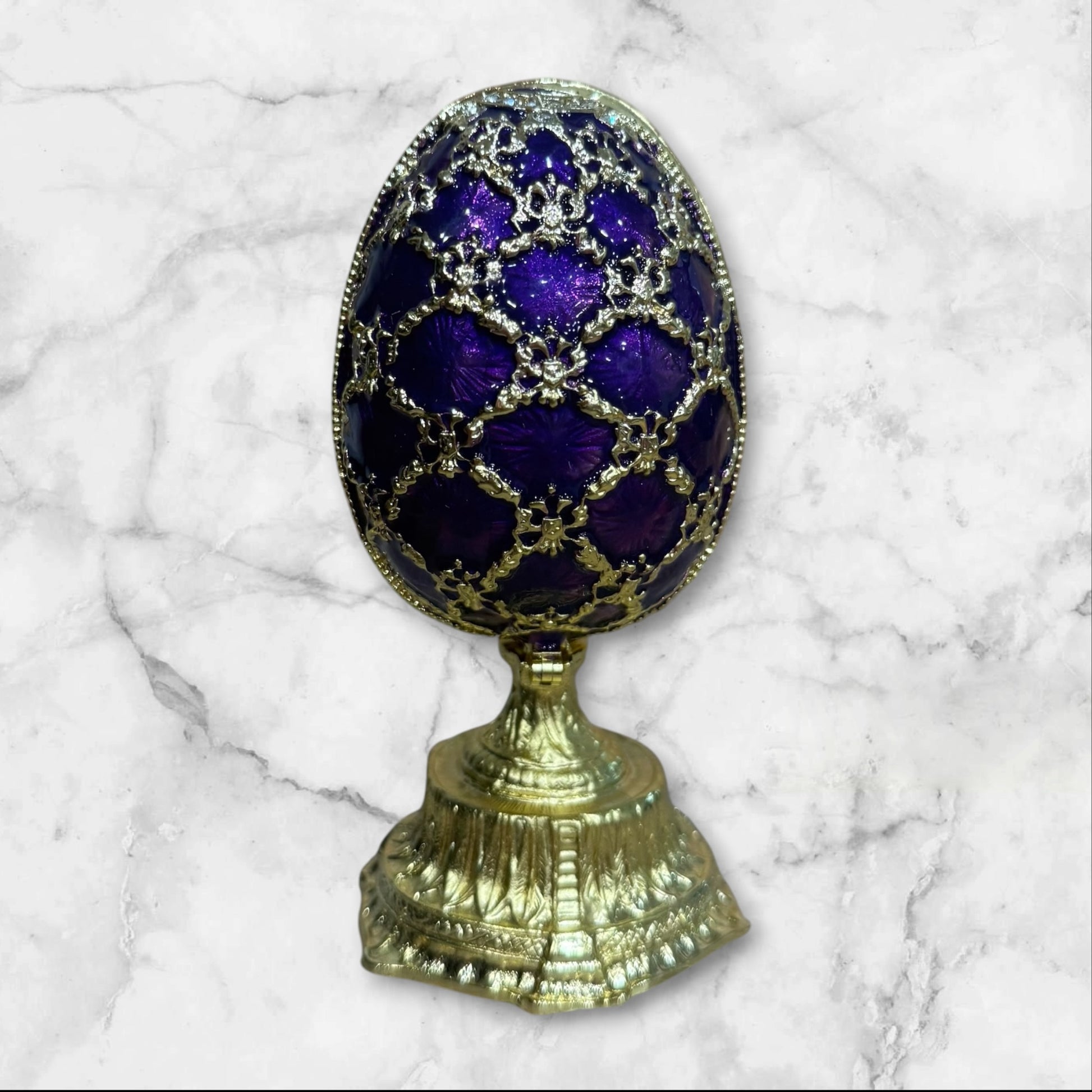 Purple Imperial Fabergé-style egg jewelry box closed