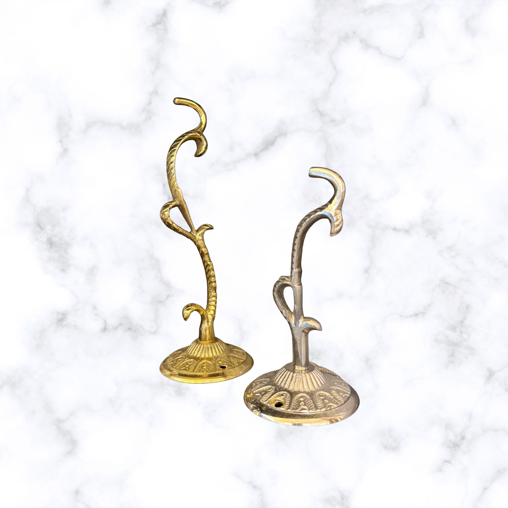 Silver and gold Orthodox icon corner wall hook for hanging a lampada oil lamp before icons