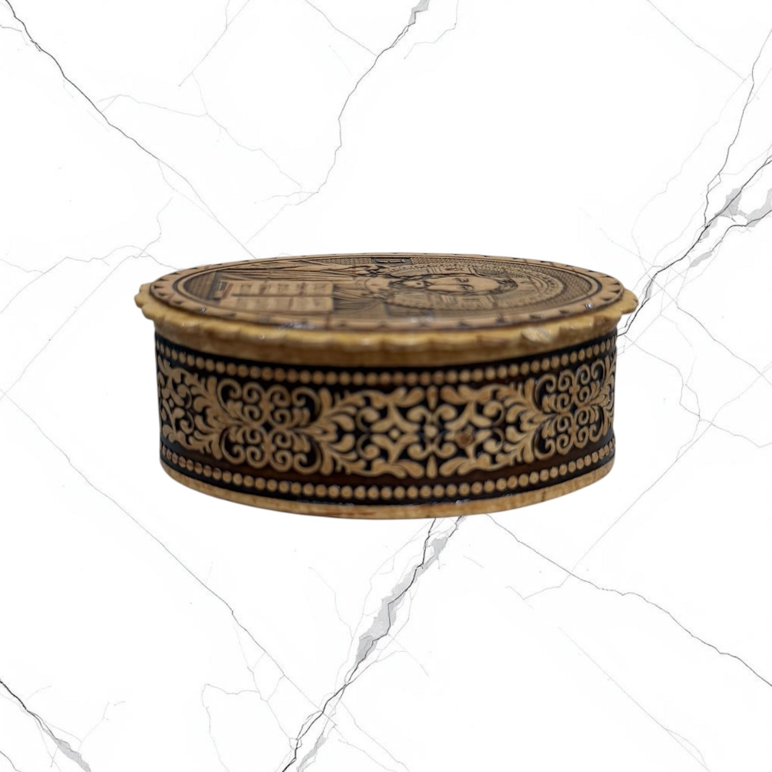 Wood keepsake box featuring Christ the Teacher side view