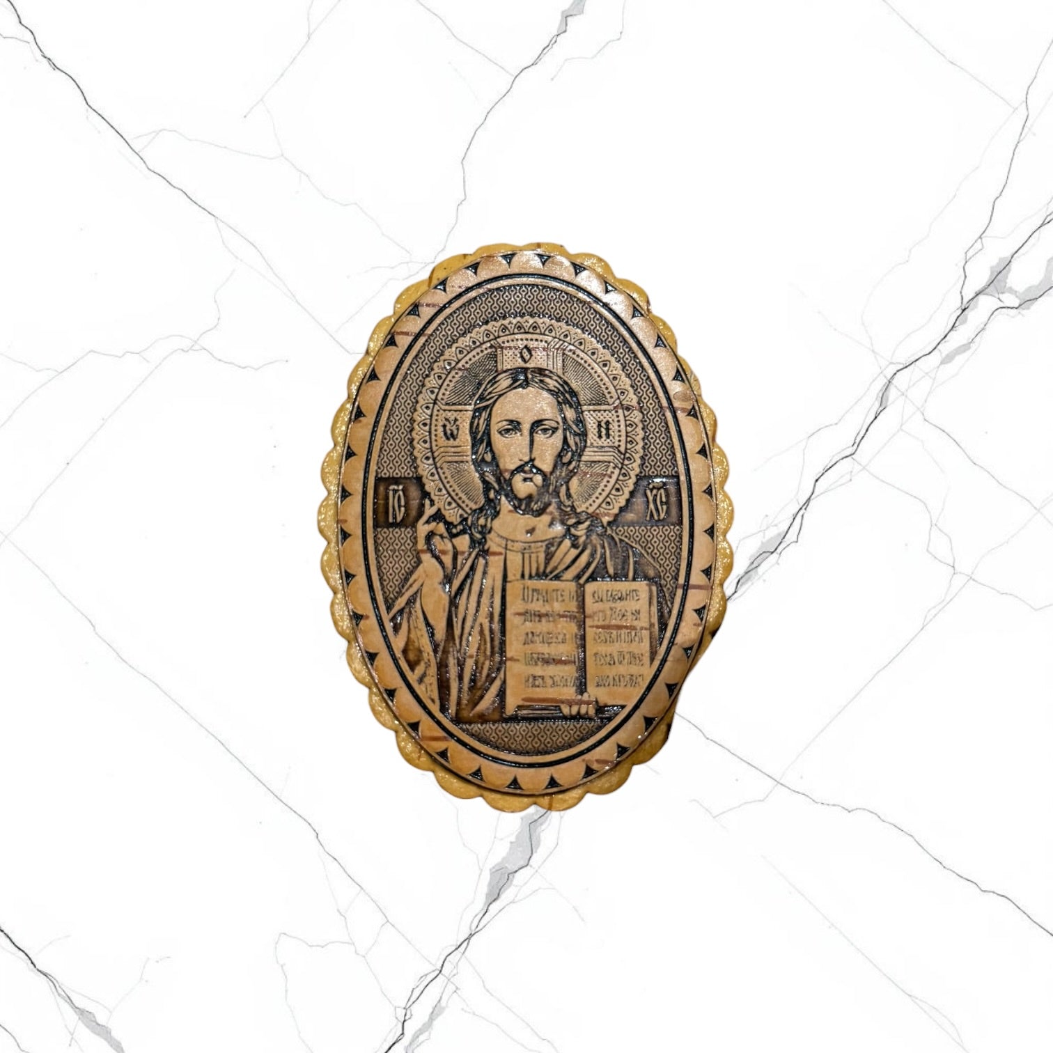 Wood keepsake box featuring Christ the Teacher top view